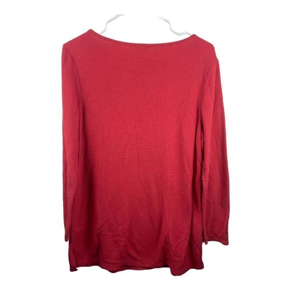 J. Jill Coral Oversized Tunic Style Knit Sweater Sz M Cotton Viscose Rayon Nylon - Picture 2 of 10